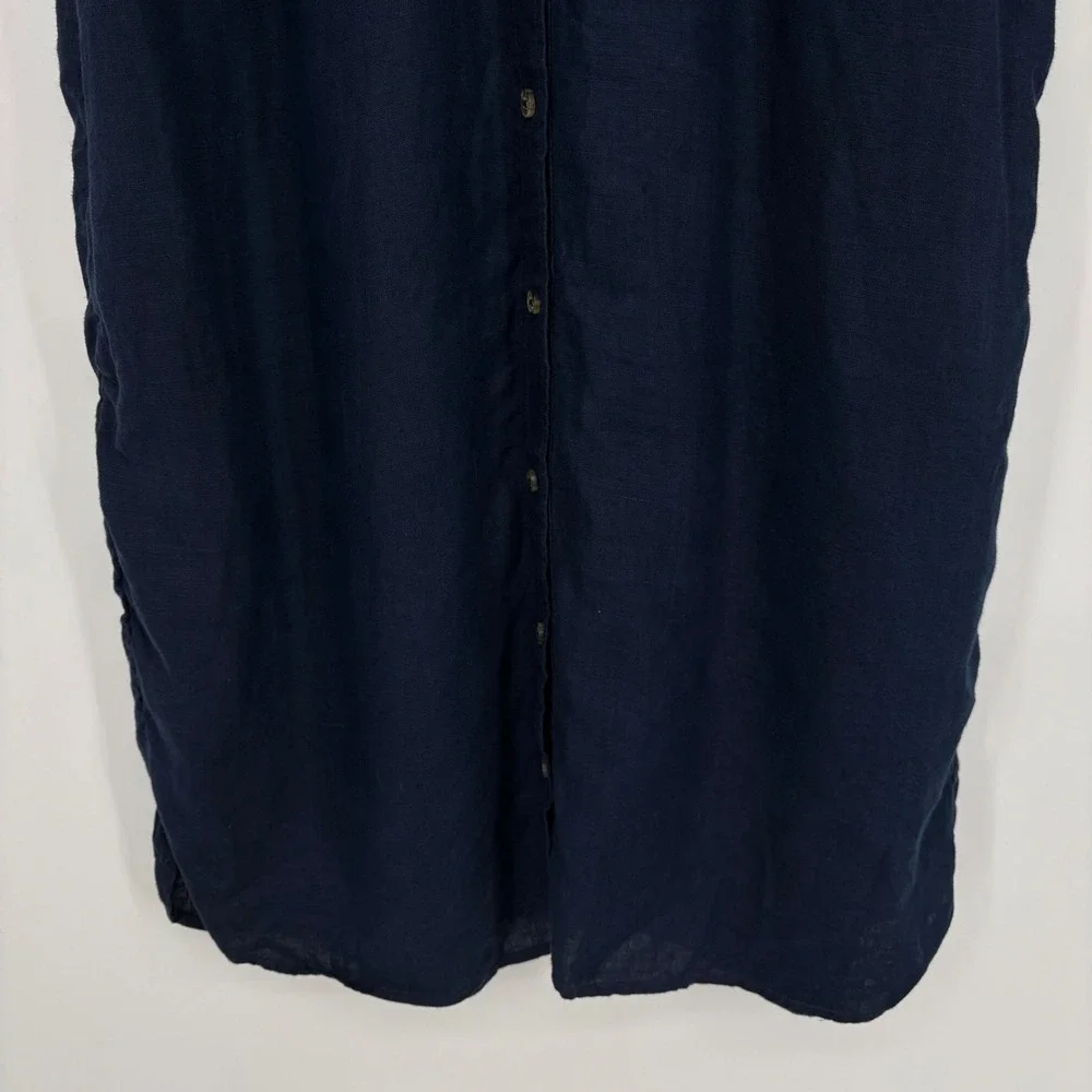 J. Crew Relaxed-Fit Short-Sleeve Baird McNutt Irish Linen Shirtdress Navy L